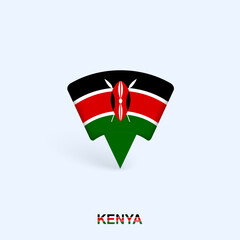 Kenya Flag Map Pointer Design with Shadow.