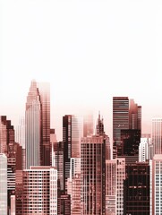 Modern City Skyline in Brown Tones