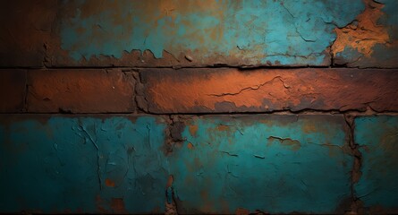 Obraz premium Close-up of cracked, weathered tiles painted in red, blue, and yellow, showing signs of age and rustic texture details.