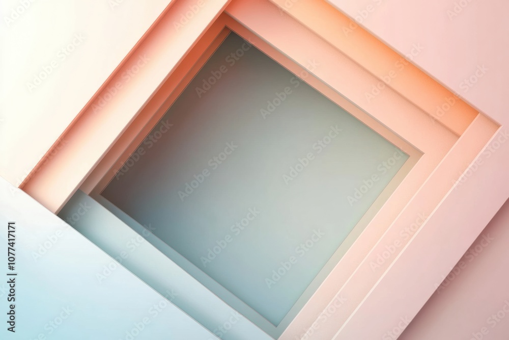Leinwandbilder Delicate shapes overlap to create depth, featuring soft color transitions that evoke calm and harmony in an artistic arrangement. Generative AI
