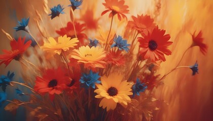 Impressionism style, red and yellow flowers. AI generated
