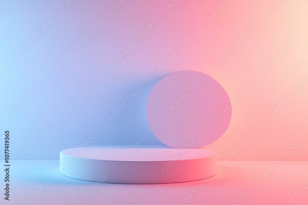 Poster Softly lit abstract shapes in minimalistic design present an inviting canvas for creative expression and artistic presentations. Generative AI