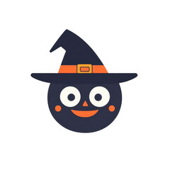 Smiling Halloween Pumpkin with Witch Hat