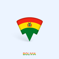 Bolivia Flag Map Pointer Design with Shadow.
