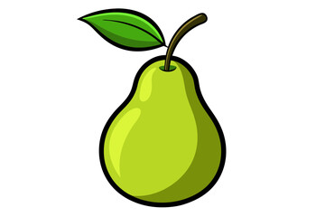 Line Color Drawing of Pear Artistic Vector Illustration
