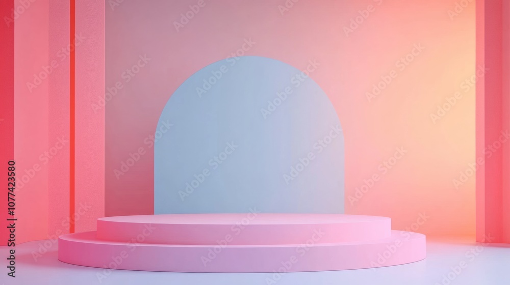 Poster soft pastel shapes create a calming atmosphere, inviting creativity and inspiration in a contemporar