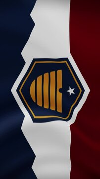 Utah State Waving Flag in Vertical Orientation. Realistic Flag Animation. Seamless Loop Background.