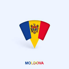 Obraz premium Moldova Flag Map Pointer Design with Shadow.