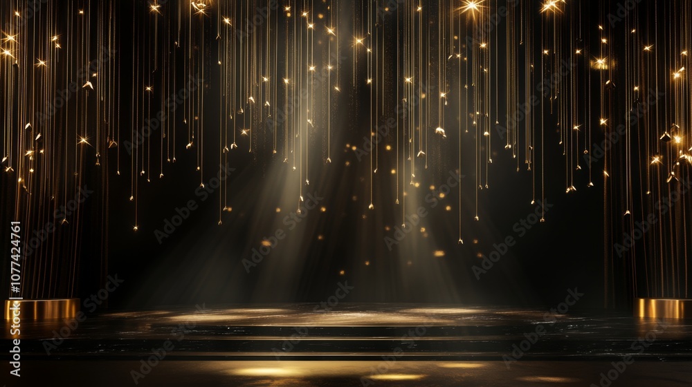 Poster a beautifully designed stage features shimmering lights suspended from above, casting a warm glow. t