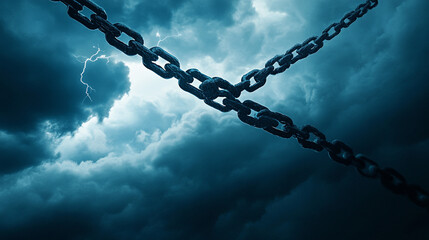 Heavy Metal Chains Against Stormy Sky   Freedom Concept