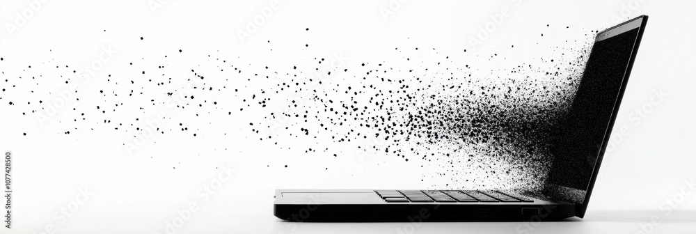 Leinwandbilder a laptop silhouette emits falling numbers, symbolizing the essence of computer technology services a