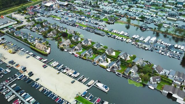 Houses and Boats, Islands and Canals. Scheendijk, Netherlands