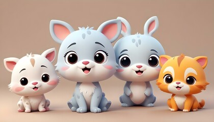 Fototapeta premium Animales de dibujos animados