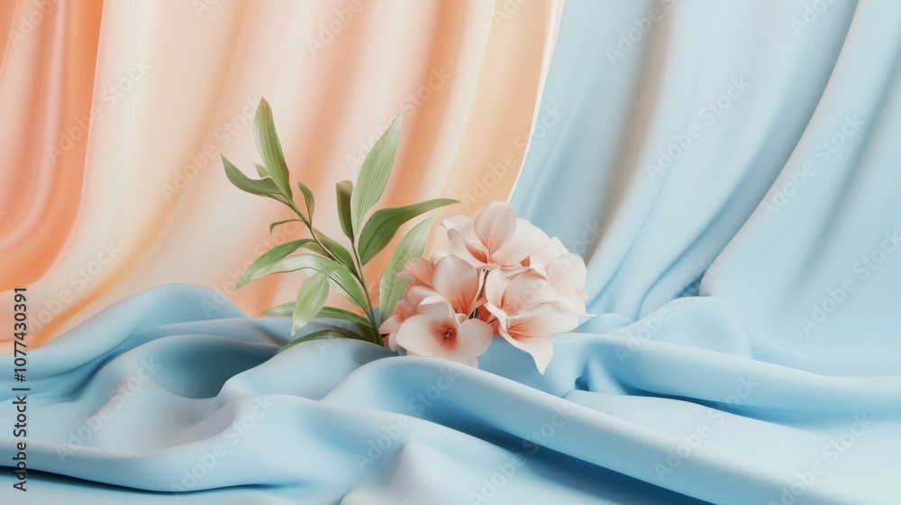 Wall mural smooth gradient blend of light blue and soft peach creating a gentle atmosphere