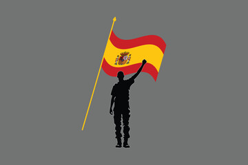 A Man with Spain flag, Flag of Spain national country symbol illustration Vector, Rectangle Spain flag illustration, Flat vector illustration
