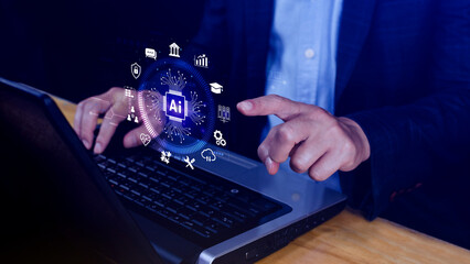 AI Artificial intelligence for business concept. AI brain processors in the concept of AI...