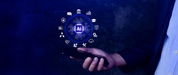 AI Artificial intelligence for business concept. AI brain processors in the concept of AI...
