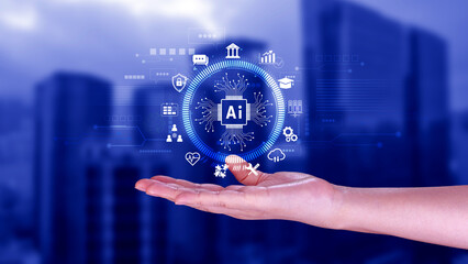 AI Artificial intelligence for business concept. AI brain processors in the concept of AI...