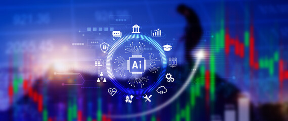 AI Artificial intelligence for business concept. AI brain processors in the concept of AI engineering, Innovative technology Machine learning.