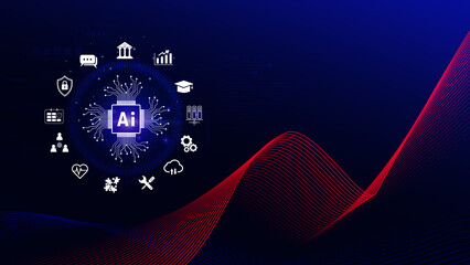 AI Artificial intelligence for business concept. AI brain processors in the concept of AI engineering, Innovative technology Machine learning.