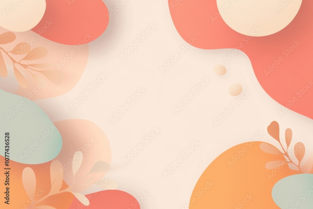 Poster Soft shapes in warm colors blend harmoniously, creating a calming visual experience ideal for contemporary art lovers. Generative AI