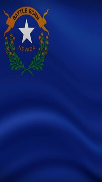 Nevada State Waving Flag in Vertical Orientation. Realistic Flag Animation. Seamless Loop Background.
