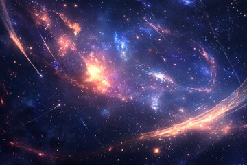 Fototapeta premium A cosmic design with a galaxy background and shooting stars. 