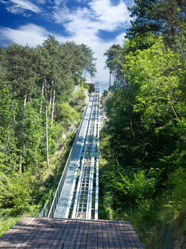 The funicular to the old Rasnov citadel from the city center, Rasnov, Romania