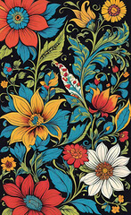 vector illustration, coloring, collage with graceful patterns and ornaments, vegetation and flowers, Arabic style, tattoo, tattoo template