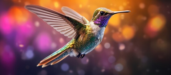 Fototapeta premium Hummingbird in Flight with Bokeh Background