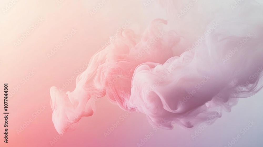 Poster delicate shapes of pastel colors blend smoothly, evoking a serene atmosphere with their soft curves 