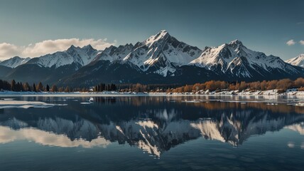 Fototapeta premium Serene Mountain Reflections