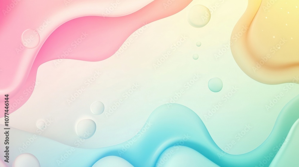 Poster soft pastel colors create gentle curves and soothing shapes, generating a tranquil and minimalist ae