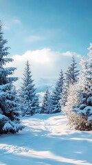 Fototapeta premium Frozen nature landscape blanketed in snow, perfect for Christmas cheer.