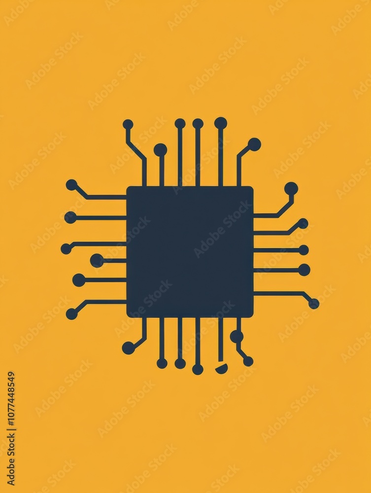 Aufkleber This design features a microchip icon surrounded by digital traces, symbolizing innovation and connectivity in technology. Generative AI