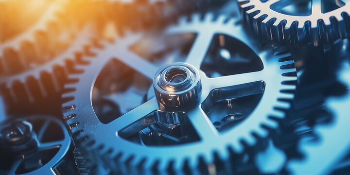 Ineinander greifende Zahnr&auml;dchen symbolisieren die Verzahnung und Vernetzung von Gesch&auml;ftsprozessen. Grafisches Konzept f&uuml;r Teamwork, Integration und nahtloses Funktionieren