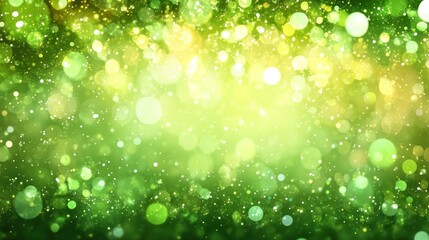 Fototapeta premium Green and gold bokeh background with soft light.