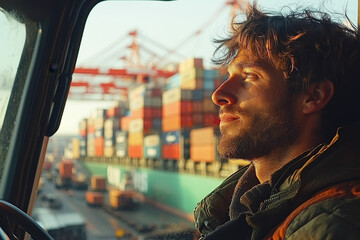 Portrait of Experienced Dock Worker in Safety Gear