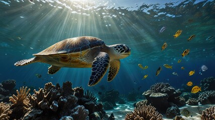 Obraz premium Serene Sea Turtle