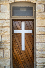 A crucifix on a church door