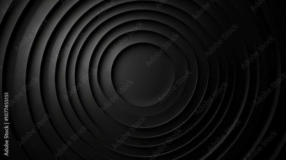 Wall mural this abstract black background features a pattern of circles with modern shiny black and gray gradie
