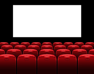 Fototapeta premium Red cinema seats in an empty theater before a show
