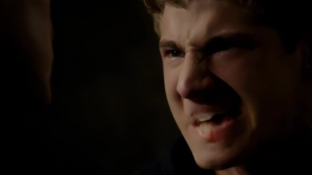 Intense emotional argument in dramatic closeup faces