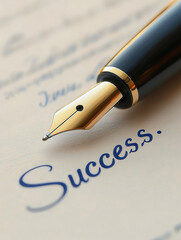 Fototapeta premium Fountain pen with 'Success' written on paper