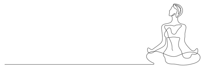Minimalist line drawing of a woman meditating