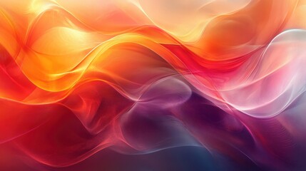 Obraz premium Abstract background with flowing, colorful, dynamic, wavy shapes in red, orange, yellow, white, purple, and blue colors.