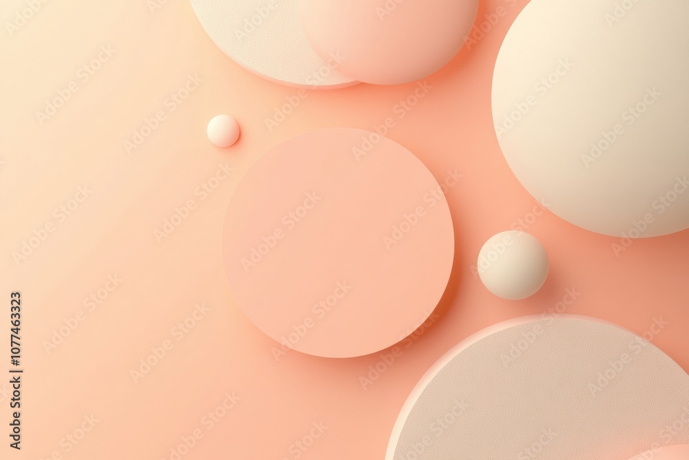 Aufkleber Soft pink and cream shapes float on a warm backdrop, evoking a sense of tranquility and simplicity in an abstract design. Generative AI