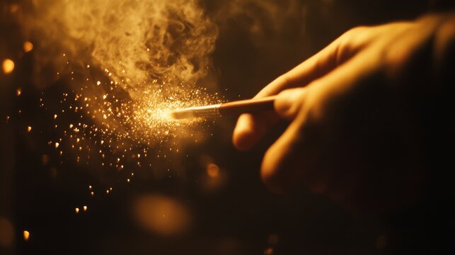 A spark ignites from a matchstick, casting a warm, golden glow, capturing a moment of liveliness and creation.
