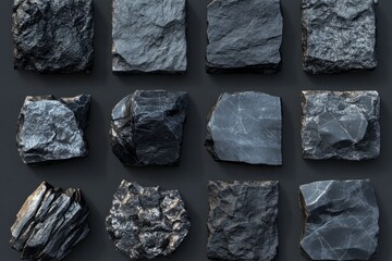 Obsidian walls, black and dark gray, 