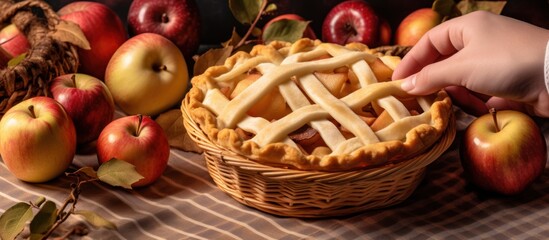 Apple Pie and a Hand Reaching for a Slice